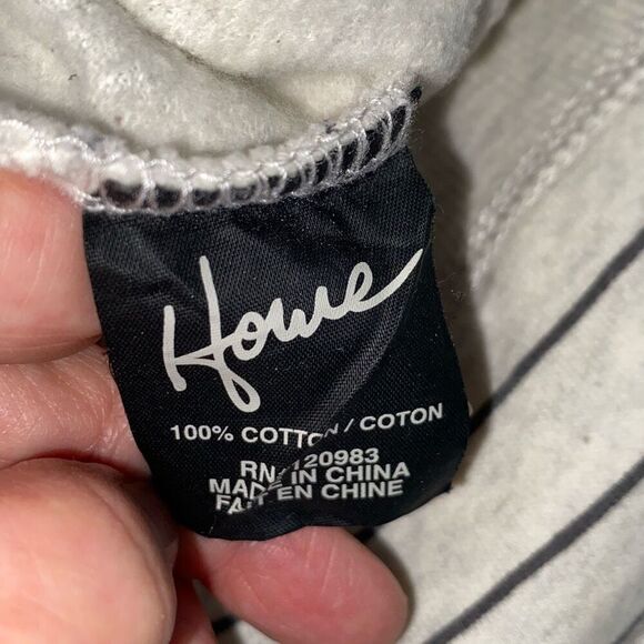 Howe No 65 Striped Crew Sweatshirt Cotton Side Zip‎ Cream Grey M Unisex - Picture 15 of 16